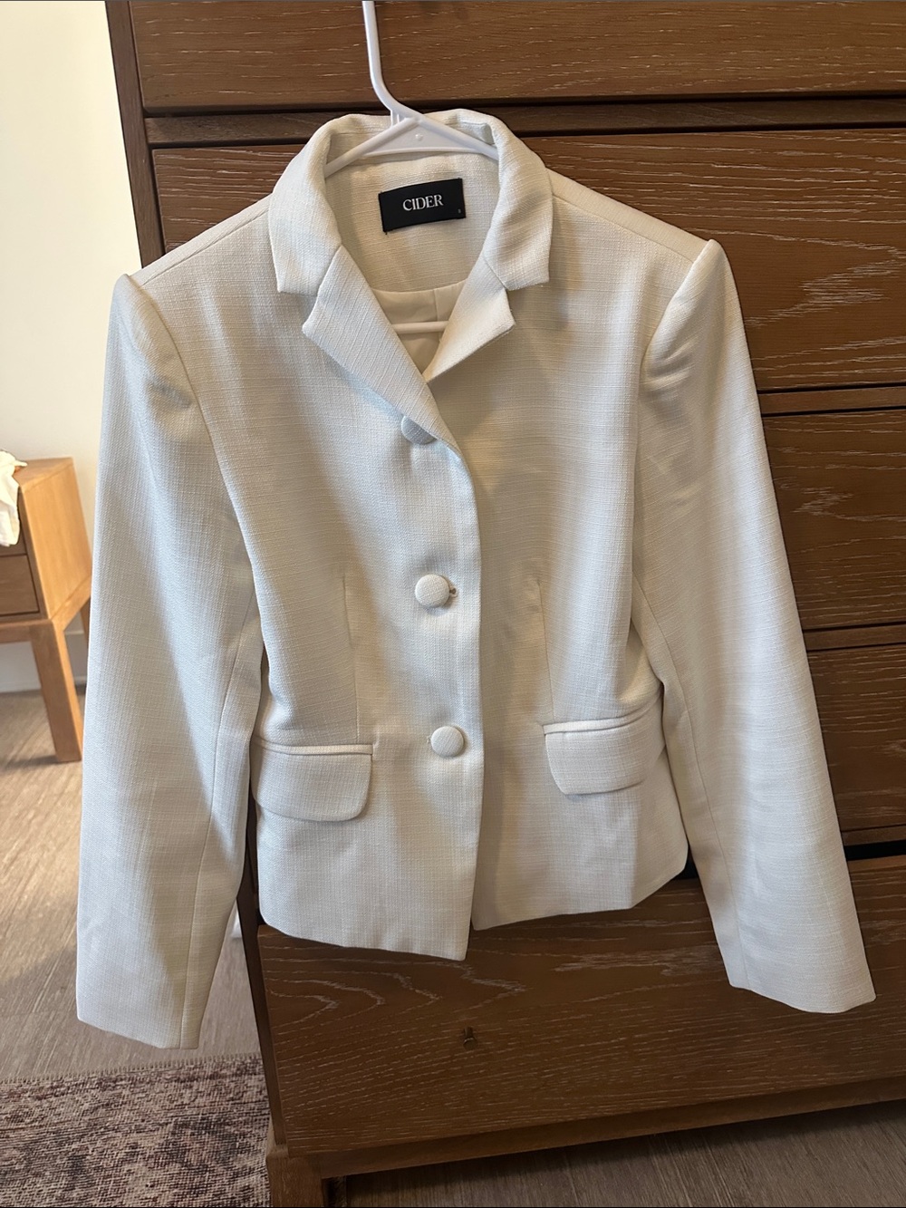 Cider Cream/White Single-Breasted Tailored Blazer